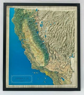 Vintage 1968 Kisler Graphics 1st Edition Map California 3d Raised Relief First
