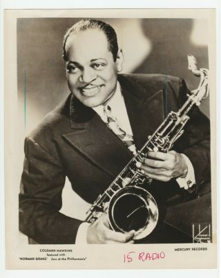 Vtg 50s Jazz Music Mercury Records Press Photo Saxophone Player Coleman Hawkins