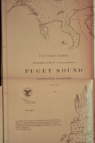 1867 US Coast Survey Map of Puget Sound,  Washington Territory 2