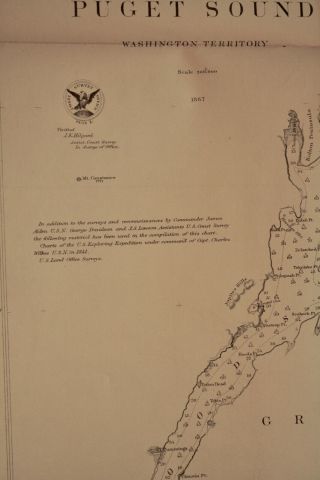 1867 US Coast Survey Map of Puget Sound,  Washington Territory 3