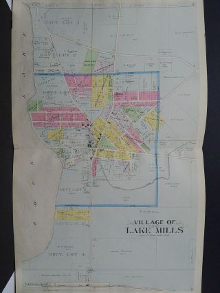 Wisconsin Jefferson County Map 1899 Village Of Lake Mills K19 08