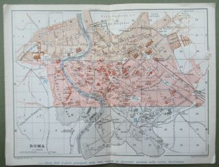 Rome Street Plan 6 Antique Maps Rome Tramways Districts Outlines Index 1909 3