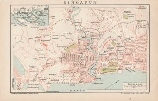 Singapore Map City Plan 19th Century South East Asia Map