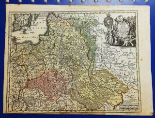 1774 Edition Matthias Seutter Antique Map Of Poland And Lithuania