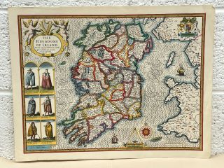 Ireland Map By John Speed C1610 Vgc Hand Coloured
