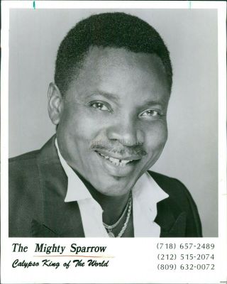 1991 Promo Photo Musician The Mighty Sparrow Calypso King Of The World 8x10