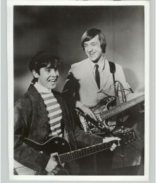 The Monkees Peter Tork & Davy Jones W Guitars Band Musicians 1960s Press Photo