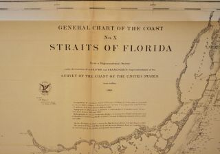 1868 Us Coast Survey Chart Of The Straits Of Florida,  Key West,  Cuba