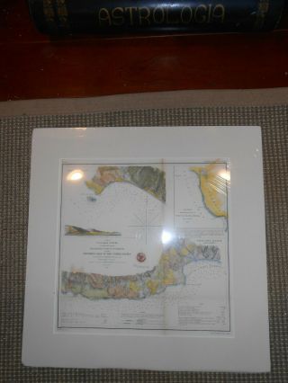 U.  S.  Coast Survey Santa Cruz & Point Ano Nuevo Harbors 1854 Colored