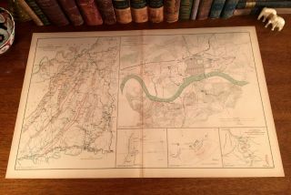 Large Antique Civil War Map Knoxville Tennessee Tn Chickamauga Georgia