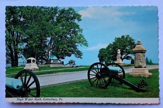 Gettysburg Battlefield Pa High Water Mark Of Pickett’s Charge Vintage Postcard