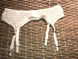 Rare Vintage 1960’s Crown Ette 38 Garter Belt Tan Embroidered Lingerie Very Sexy