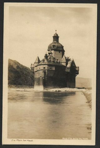 Germany Die Pfalz Bei Kaub Vintage Postcard