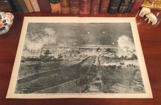 Antique Civil War Battle Of Petersburg Virginia Va Wood Engraved Print