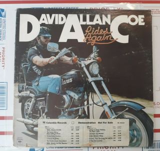 David Allan Coe Rides Again Vinyl Lp Rare Demo Nfs 1977 Columbia Records Vg/ex