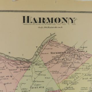 1874 Map Harmony,  NJ F.  W.  Beers Warren County Brinards Rocksburgh 2