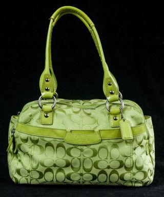 Coach Penelope Signature Carryall Shoulder Bag F14695 Purse/tote Rare Lime Euc
