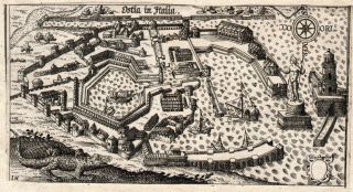 Ostia - Lazio Rome - 1637 D.  Meisner Town Plan - Antique - Crocodile