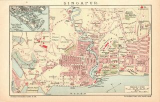 Singapore Map City Plan C.  1900 South East Asia Map