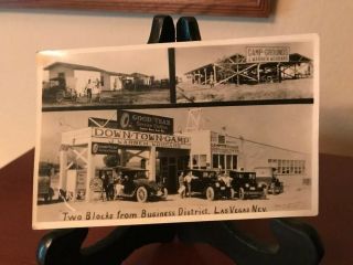 Vintage Post Cards Las Vega Business District Automobile Service Station
