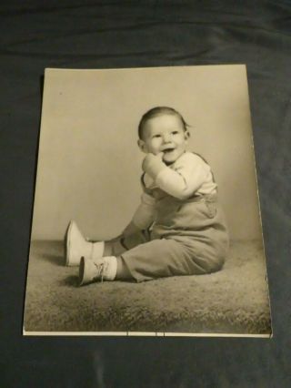 Vintage 1950s Black And White Photograph Of 7 Month Old Baby