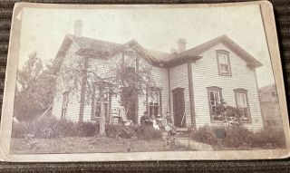 4/9) Vtg Photo Family Sitting On Porch Of Wagners Home,  Sawyer (sturgeon Bay) Wi