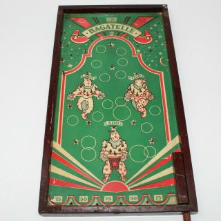 Vintage Bagatelle Tabletop Wood Pinball Plinko Game No.  G85 Clowns Rare