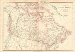 1859 Large Antique Map - Lowry - British North America