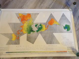 Dymaxion Signed (gift To Teacher) Buckminster Airocean World Map Edition 1954