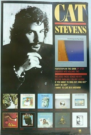 Rare Cat Stevens Footsteps In Dark 1984 Vintage Orig Music Store Promo Poster