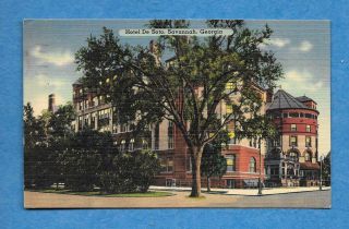 Vintage Linen Postcard Hotel De Soto,  Savannah,  Georgia