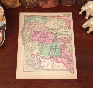 1856 Antique Pre - Civil War Map Western United States Hand Colored