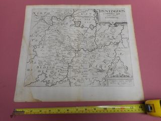 100 Huntingdonshire Map By Saxton Kip C1610 Scarce