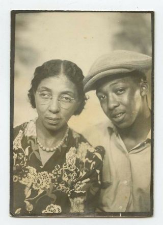 Black Americana Vintage Arcade Photobooth Photo African - American Couple