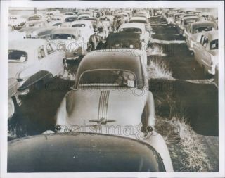 1955 Press Photo Lines Of Cars Civil Defense Test 1950s Denver Colorado