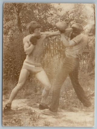 1970 Boxing Men Buddies Shirtless Men Speedo Muscle Bulge Gay Int Ussr Old Photo