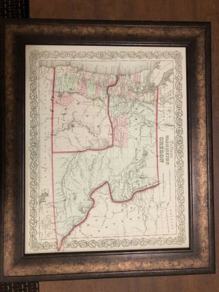 Rare,  J.  H.  Colton Framed Atlas Map Of Washington And Oregon 1853