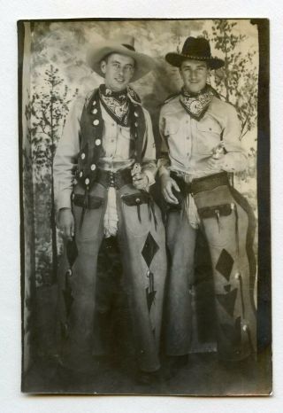 10 Vintage Photo Cowboy Buddy Boys Men Guns Souvenir Snapshot Gay