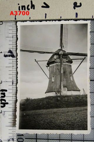 1940s Vintage Photo Wwii Soldiers In Front Of Windmill