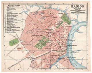 Antique 1917 Rare Map Of Saigon (hồ Chí Minh City),  Vietnam