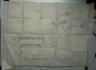 1849 Plan Of The East And West India Docks,  April 1841 - London,  River Thames