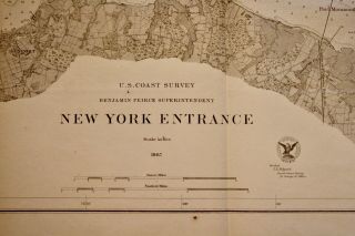 1867 US Coast Survey Map York Entrance incl Staten Island 2