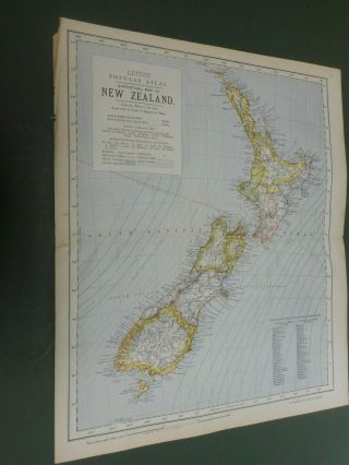 100 Large Zealand Map By Letts C1884 Vgc Low Postage