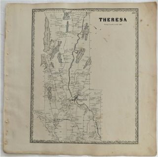 1861 Ny Atlas Map Town Of Town Of Theresa Butterfield Millsite Red Hyde Lake,