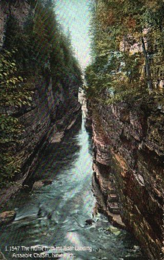 Ausable Chasm,  Ny,  The Flume From The Boat Landing,  Vintage Postcard A620