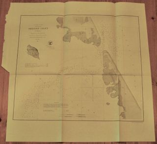 1862 Us Coast Survey Map Of Oregon Inlet In North Carolina
