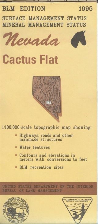 Usgs Blm Edition Topographic Map Nevada Cactus Flat 1995 Mineral