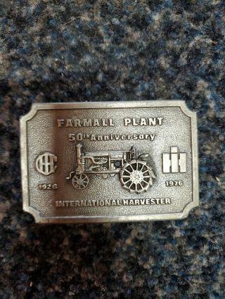 Vintage Rare Ih International Harvester Farmall Plant 50th Anniv Belt Buckle