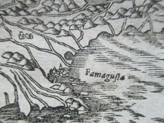 Antique ca.  1575 woodcut map of Cyprus,  from Sebastian Munster ' s 