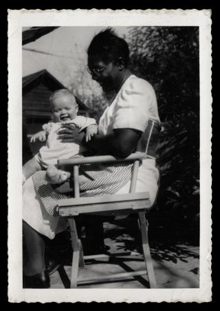 Loving Kind Black Nanny Woman & White Baby Boy 1955 Segregation Era Photo